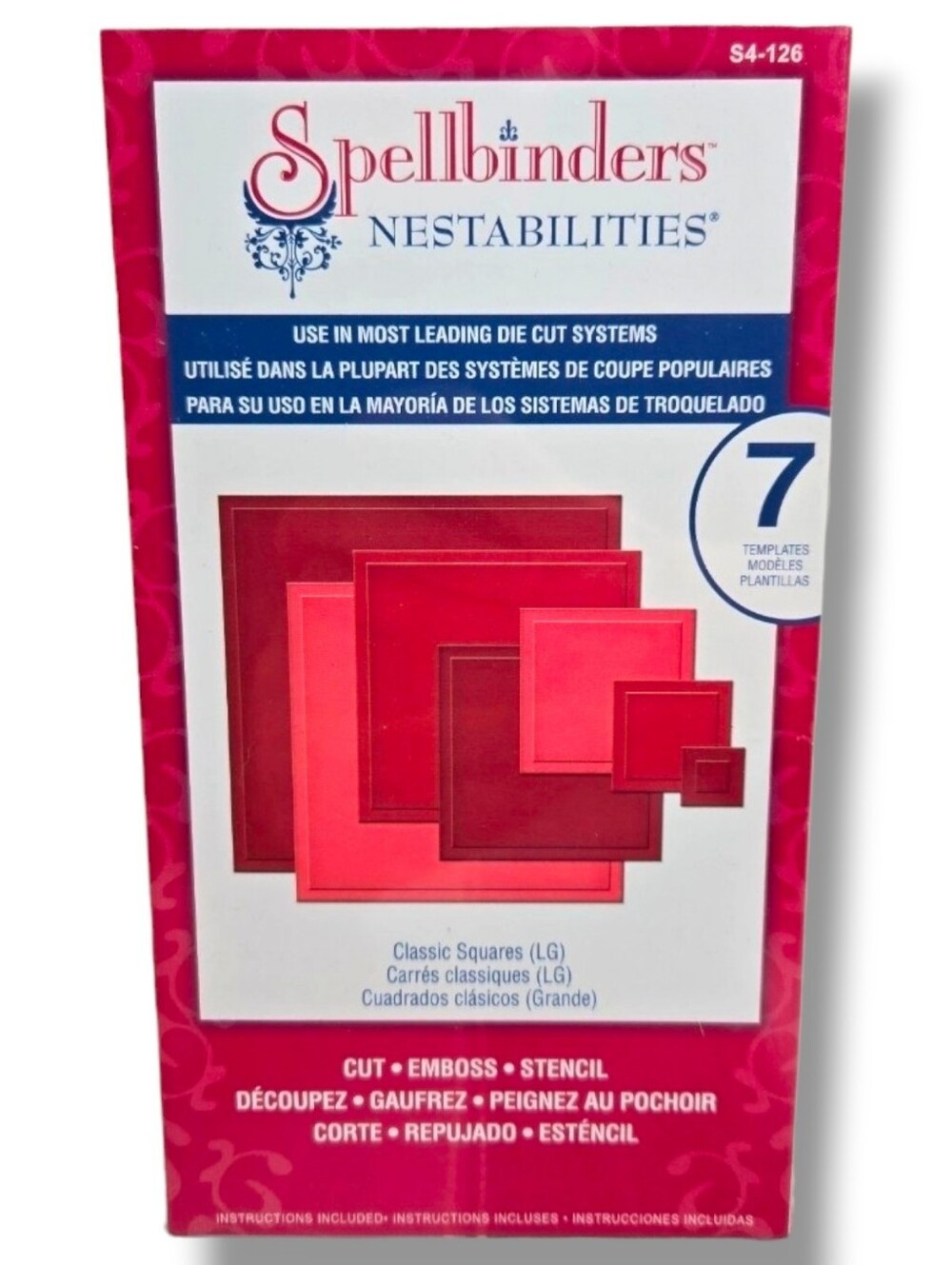 Spellbinders Nestabilities Classic Squares Large Dies S4‑126 7 Templates Discont